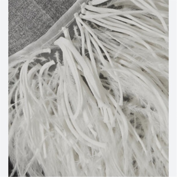 LOEWE Worn Once! Wool Trousers w/Ostrich Feathers in Grey White Size 6 - Picture 3 of 8